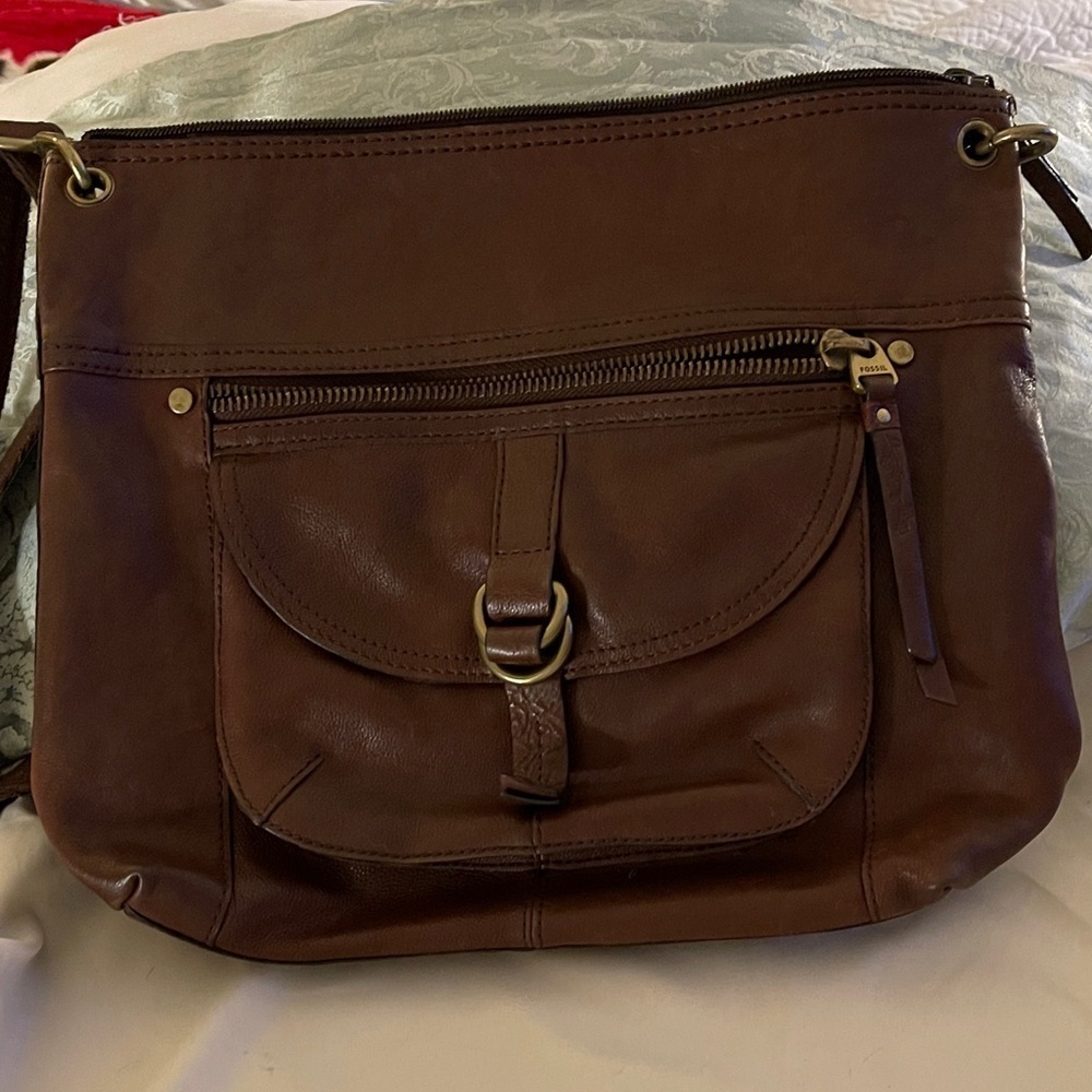 Vintage Fossil Brown Leather Shoulder Bag